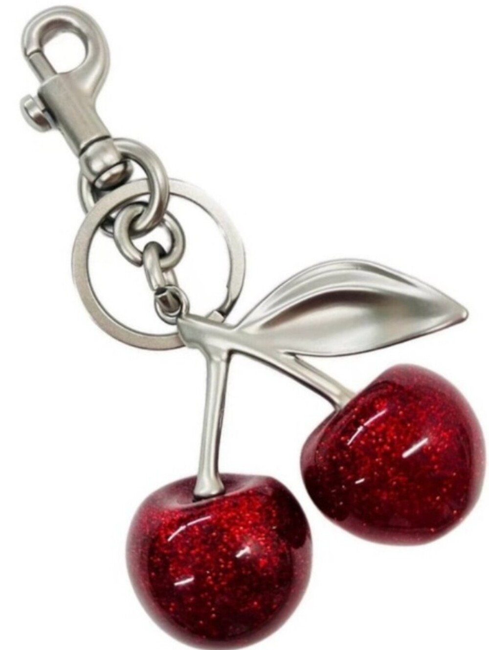 Cherry Glitter Keychain Bag Charm (Silver/Red ) ♥️🩶